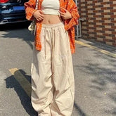 LIZAKOSHT  -  Women Striped Jazz Dance Pants Blue Loose Casual Lazy Wide Leg Pants Harajuku Y2K Summer American Streetwear Cargo Pants