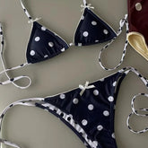 LIZAKOSHT - Women Bikini European and American New Polka Dot Swimsuit Lace Up Split Swimsuit Sweet Leisure Girls Hot Spring Swimsuit