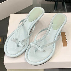 LIZAKOSHT  -  New Summer Butterfly-knot Clip Toe Women Slippers Fashion Low Thin Heels Sandals Party Dress Flip Flops Shoes