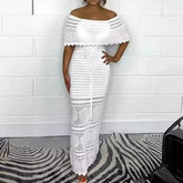 LIZAKOSHT - 2026 Summer New Women's Light and Mature Fashion One-line Collar Slim Hip Skirt