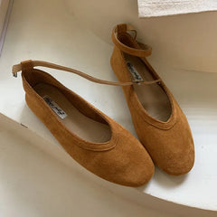 LIZAKOSHT - Brand Autumn Women Flat Shoes Ladies Round Toe Mary Jane Shoes Soft Sole Shallow Slip On Ballerinas Shoe Dree Shoes Mule