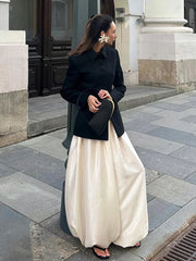 LIZAKOSHT - Casual Jackets Women Lapel Single Breasted Slim Waist Long Sleeves Coats Female 2025 Autumn Chic Fashion Solid Outwears Lady