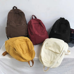 LIZAKOSHT - Solid Color Canvas Women Backpack Fashion Unisex Student School Bags For Teenage Bagpack Large Capacity Travel Backpack