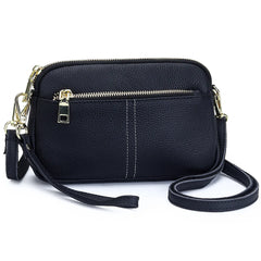LIZAKOSHT - Genuine Leather women Shoulder Bag Small ladies Wristlet Bag Zip Money Coin Holder Purse Cowhide Multifunction phone wallet bols