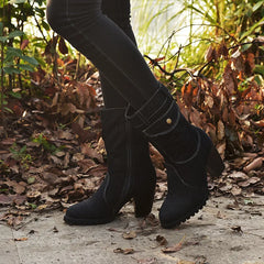 LIZAKOSHT - New Denim Mid Calf Boots,Ladies Short Booties,Winer Cotton Shoes,Botas,Block Heel,Side Zipper.Black,Blue,Size 35-43,Dropship