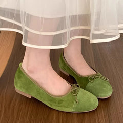 LIZAKOSHT - Green New Brand Women Flats Soft Leather Eelgant Dress Shoes Round Toe Shallow Slip On Ladies Casual Ballet Shoes Mujer