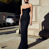 LIZAKOSHT - Evening Party Dresses for Women Rhinestone Off Shoulder Strapless Twist Front Bodycon Dress with Choker Club Dresses