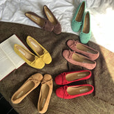 LIZAKOSHT - Fashion Candy Color Flats Ballet Shoes Women Female Ballet Round Toe Shallow Bow Knot Ballerina Casual Loafers Wedges Heel Shoes