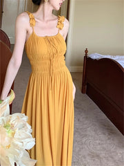 LIZAKOSHT - Spaghetti Strap Dress Women New Summer Elegant Holiday Backless Evening Party Vestidos Dresses Female Slim Korean Clothes