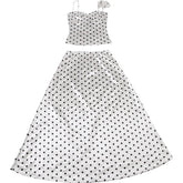 LIZAKOSHT - Summer Weird Puss Polka Dot Print 2 Piece Set Woman 3d Flower Decoration Low-Neck Backless Camisole+Long Skirts Ruched Set