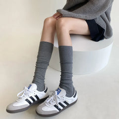 LIZAKOSHT - Solid Color Long Socks Women Stockings Autumn Winter Cotton Knitting Knee Socks Stockings JK Lolita Girls Kawaii Cute Stockings