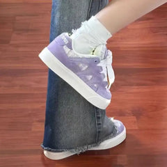 LIZAKOSHT - Purple Women Sneakers Kilobird Plaid Print Solid Colour Womens Sports Shoes Casual Versatile Collegiate Style Female Shoes