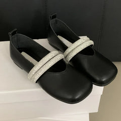 LIZAKOSHT  -  Rhinestone Designer Mary Jane Shoes Fashion Comfort Loafers Women Soft Sole Retro Mules Pumps Shiny Flat Ballet Shoes Female