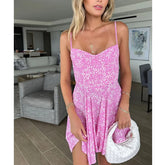 LIZAKOSHT  -  Corset Dress For Women Summer Seaside Vacation Beach Style Clothing Fashion Printing Mini Dress Sexy Backless Suspender Skirt