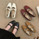 LIZAKOSHT - Women Flats Fashion Round Toe Slip On Ladies Elegant Mary Jane Shoes Soft Flat Heel Outdoor Dress Ballerin Shoes New Woman
