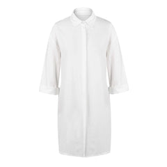 LIZAKOSHT - Women Cotton Linen Solid V Neck Shirt Dress Ladies Autumn Casual Baggy Pockets Sundress