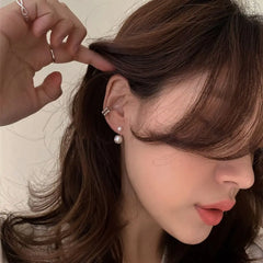 LIZAKOSHT - Simple Sweet C Shape Baroque Women Geometric Mental Hoop Earrings Korean Style Earrings Female Stud Earrings Pearl Earrings