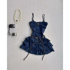 LIZAKOSHT  -  Y2k Sling Sexy Slim Goth Womens Dresses Vintage Punk Mini Short Dress Sweet Tube Top American Ball Gown Harajuku Backless 2000s