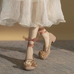 LIZAKOSHT - French Design Low Heels New Gentle Style Retro Shallow Mouth Mary Jane Shoes Sweet Floral Women's Shoes