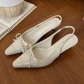 LIZAKOSHT  -  Sexy Red Sandals for Women Patent Leather Pointed Toe Slingbacks Shoes Shallow Comfort Fashion Low Heel Dress Bow Pumps Women