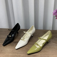 LIZAKOSHT Spring New Brand Women Dress Pumps Shoes Fashion Pointed Toe Shallow Mary Jane Shoes Thin High Heel Dress Pumps Sandeles