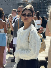 LIZAKOSHT - Fashion 3d Flower Solid Knitted Cardigan Women's Elegant O-neck Short Loose Sweater Autumn Female Commute Chic Outerwears