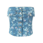 LIZAKOSHT - Europe and America in The Summer of 2025, The New French Retro Temperament Printed Top+irregular Skirt Suit.