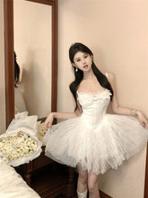 LIZAKOSHT - Sexy and Sweet Birthday Dress for Women Fashion Sleeveless Square Neck Corset Slim Flare Puffy Party Dresses Summer Dress White