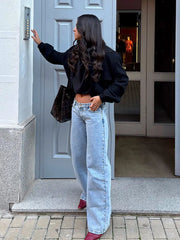 LIZAKOSHT  -  Chic Diamonds Leopard Pentagram Pants For Women Straight-leg Ankle-length Pocket Jeans 2025 Spring Summer Female Casual Trousers