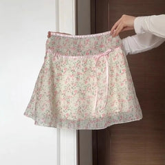 LIZAKOSHT - Sweet and Gentle Wind Pink Floral Skirt Women's Summer New Design High Waist and Thin Skirt