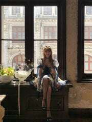 LIZAKOSHT - Japan Dress Elegant Fairy Mini Vintage Sweet Women Puff Sleeves Bow High Waist Slim Dresses Sexy Off Shoulder Party Dress