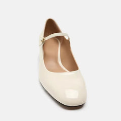 LIZAKOSHT - Chunky Heels Women Mary Jane Shoes Shallow Pu Leather Buckle Strap Casual Office Dress Ladies Pumps Brand Designer Footwear