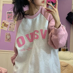 LIZAKOSHT - New Women Thick Sweatshirts Printed Pattern Fleece Round Neck Long Sleeve Pullover Sweatshirts ins