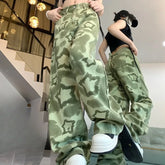 LIZAKOSHT  -  Green Print Women Pants Streetwear Spring Autumn Y2k Pantalones Mujer Fashion Vintage Loose Hiphop Trousers