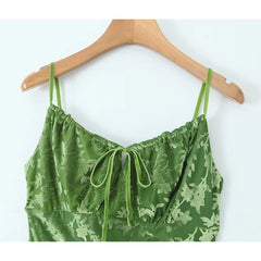 LIZAKOSHT - New Fashion Women Floral Green Sling Sexy Dress O Neck Sleeveless Midi Pencil Dresses Female Summer Robe