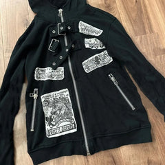 LIZAKOSHT  -  Women's Autumn Tops Coat Spring Sweatshirt Hooded Zipper Retro Street Style Skinny Loose Casual Simple Advanced Design Fashion