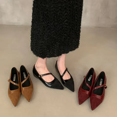 LIZAKOSHT  -  Spring New Brand Women Flats Fashion Pointed Toe Slip On Ladies Casual Laofer Shoes Flat Heel Dress Flat Shoes Mujer New