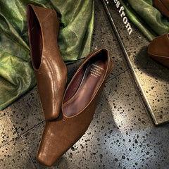 LIZAKOSHT - Fashion Pumps New High Quality Genuine Leather Shoes Square Head Low Heel Women's Shoes Daily Lightweight Shoes