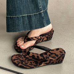 LIZAKOSHT - Designer Summer Women Wedges Heel Slippers Concise Street Style Dress Slide Ladies Non Slip Beach Vacation Clip Toe Sandalias