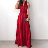 LIZAKOSHT - Red Dress New Spring Summer Fashion Striped Bandage V-Neck Sleeveless Sexy Evening Party Dresses Clothes For Women