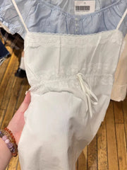 LIZAKOSHT - Lace Trim Drawstring Slim Tank Top for Woman Summer Strapless Cotton Camisole Female White Simple Sweet Preppy Style Vest New