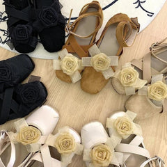 LIZAKOSHT - New Fashion Flower Square Toe Shallow Shoes Women Buckle Vintage Suede 2024 Autumn Women's Party Comfort Ballerinas Shoes