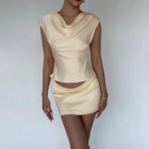 LIZAKOSHT  -  Spring Summer New Women's Fashion Temperament Waist Top Short Versatile Half Skirt Set