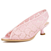 LIZAKOSHT - Breathable Summer Shoes Sandals Fashion Lace Blue Pink White Party Shoes Footwear Large Size Peep toe Low Heels Women's Sandals