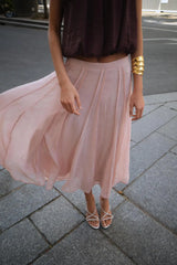 LIZAKOSHT - European and American Spring New Solid Color Patchwork Full Swing Gentle Fairy Midi Skirt