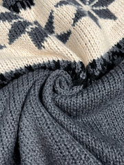 LIZAKOSHT - Autumn and winter round neck color matching flowers loose fashion casual style warm long sleeve knitted sweater woman