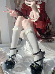 LIZAKOSHT  -  Lolita Original Dream Bear High Heel Princess Shoes Student Women's Singles Shoes Round Toe Cute Sweet Leather Shoes Cos Loli