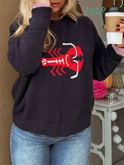 LIZAKOSHT  -  Women s Crab Sweater Crew Neck Long Sleeve Pullover Knit Tops Casual Streetwear for Autumn Winter Season