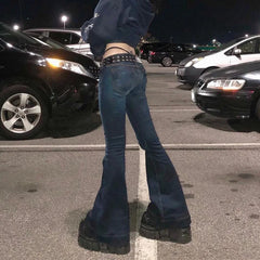 LIZAKOSHT  -  y2k Flare Jeans Vintage Low Waisted Cute Trousers Aesthetic Streetwear Casual Cargo Pants Women Korean Distressed Jean