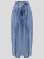 LIZAKOSHT - Women Spring High Waist Zipper Denim Loose Harem Trousers Jeans Female Vintage Balloon Pants Ladies Casual Denim Pants